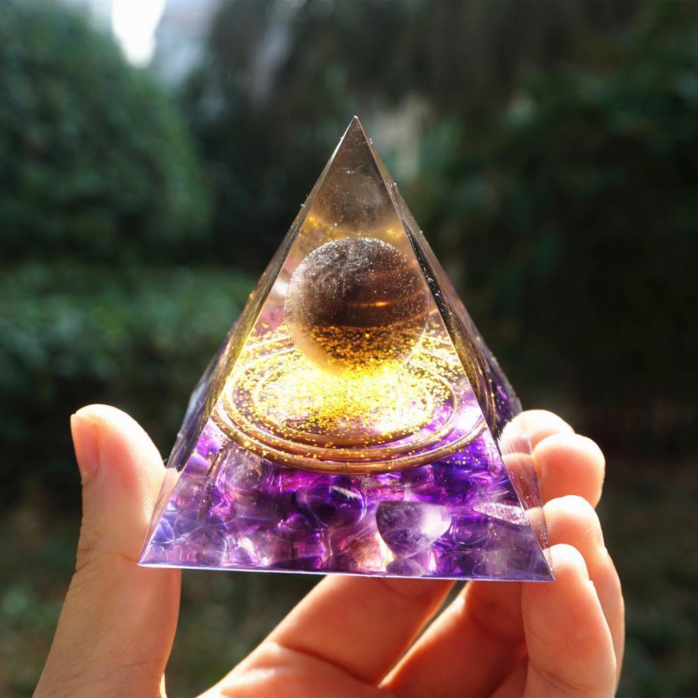 Smoky Quartz Amethyst Obsidian Reiki Energy Pyramid