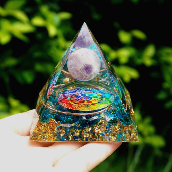 Orgonoite Amethyst Blue Quartz Pyramid