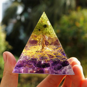 Orgonite Tree of Life Peridot Pyramid