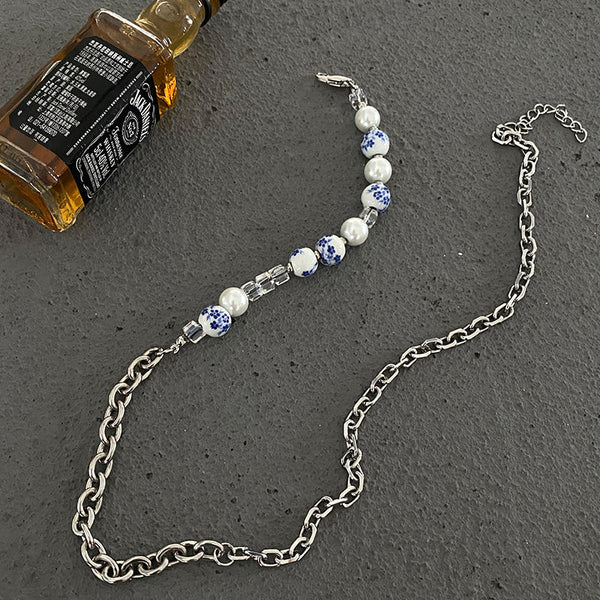 BLUE PEARL CHAIN NECKLACE