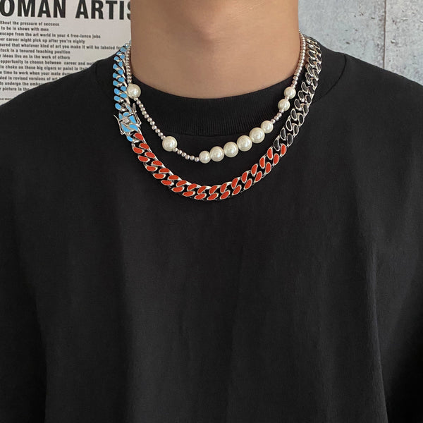 COLORED CUBAN CHAIN NECKLACE