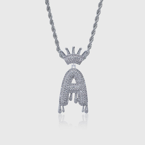 CROWNED LETTER PENDANT [WHITE GOLD]